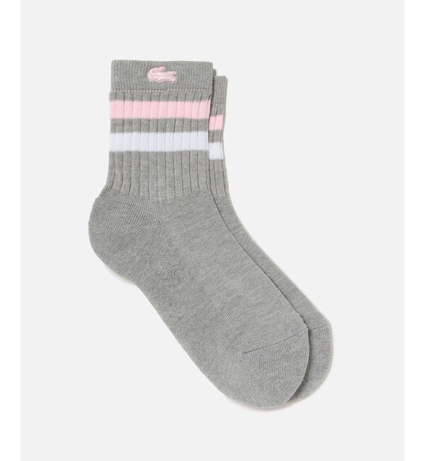 LACOSTE「ラインドアメリブウィメンズショートソックス」|ソックス|グレー