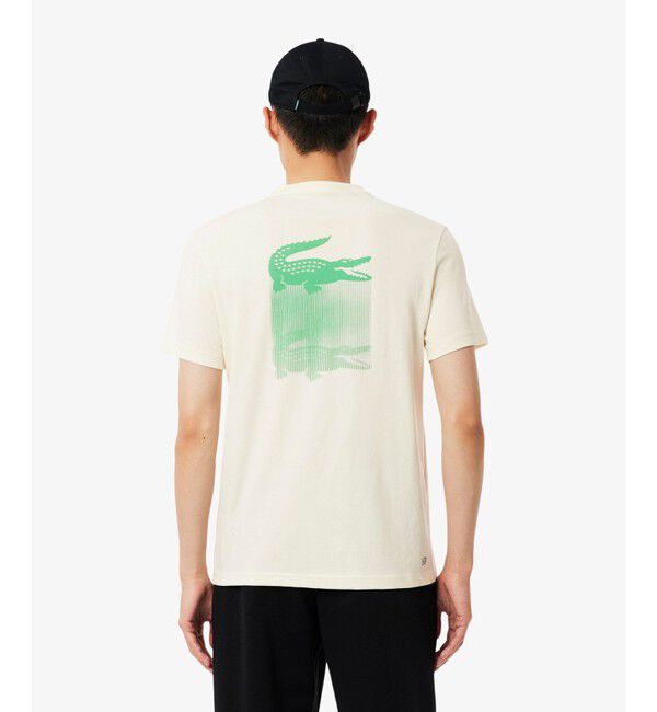 LACOSTE「フェイドエフェクトワニロゴバックプリントウルトラドライTシャツ」|Tシャツ・カットソー|オフホワイト