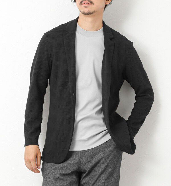 Stutostein「《ビジカジ対応》Relax Jogger Jersey ウォッシャブルテーラーCD」|カーディガン|ブラック