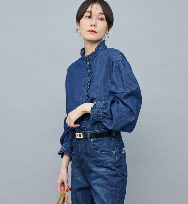 Rie Miller「【RM denim】フリルデニムブラウス」|シャツ・ブラウス|