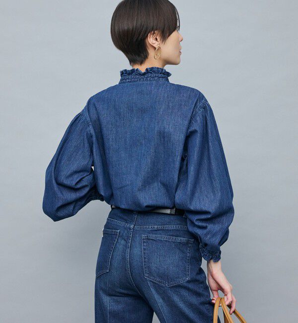 Rie Miller「【RM denim】フリルデニムブラウス」|シャツ・ブラウス|