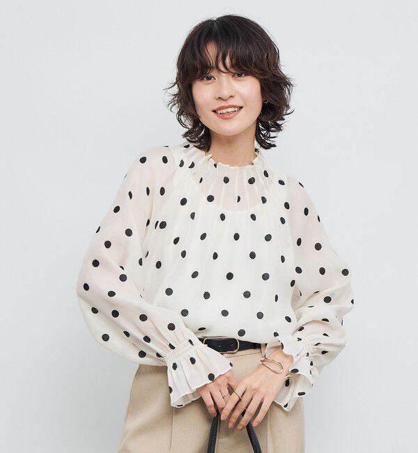 NOLLEY'S「ウォッシャブルピンタックドットプリントブラウス」|シャツ・ブラウス|