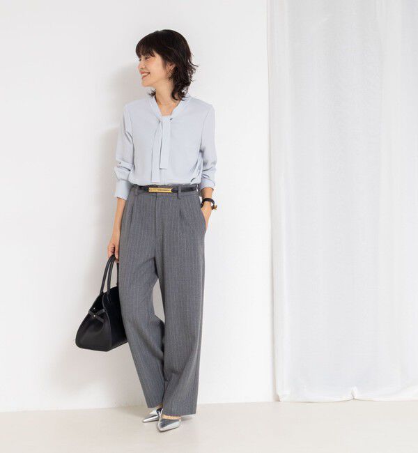 NOLLEY'S sophi「ウォッシャブル両面起毛ヘリンボーン/ストライプセミワイドパンツ」|その他|