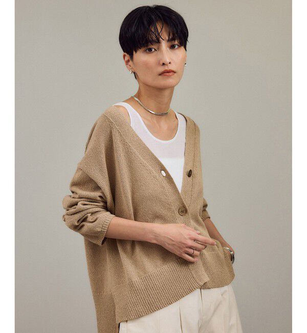 SALON adam et rope'「ペーパーヤーンVネックカーディガン［手洗い可/和紙素材］」|カーディガン|