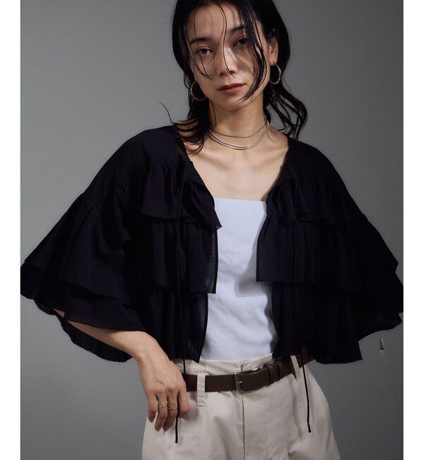 SALON adam et rope'「コットンラッフルブラウス」|シャツ・ブラウス|ブラック(01)