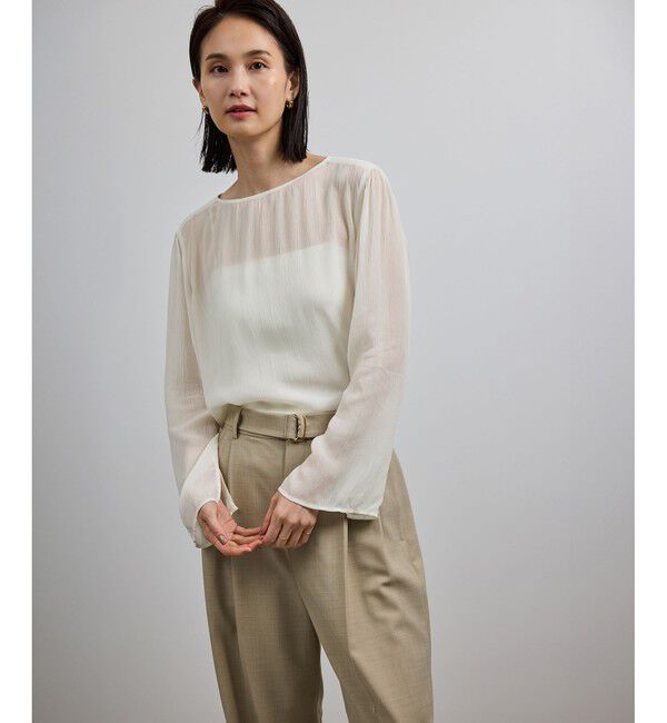 ROPE「【洗える・前後2WAY】楊柳プルオーバー シアーブラウス【WEB・一部店舗限定】」|シャツ・ブラウス|