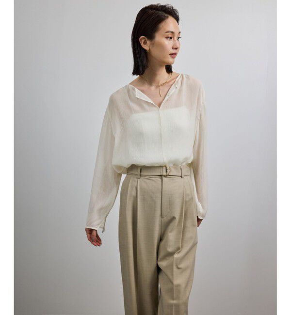 ROPE「【洗える・前後2WAY】楊柳プルオーバー シアーブラウス【WEB・一部店舗限定】」|シャツ・ブラウス|
