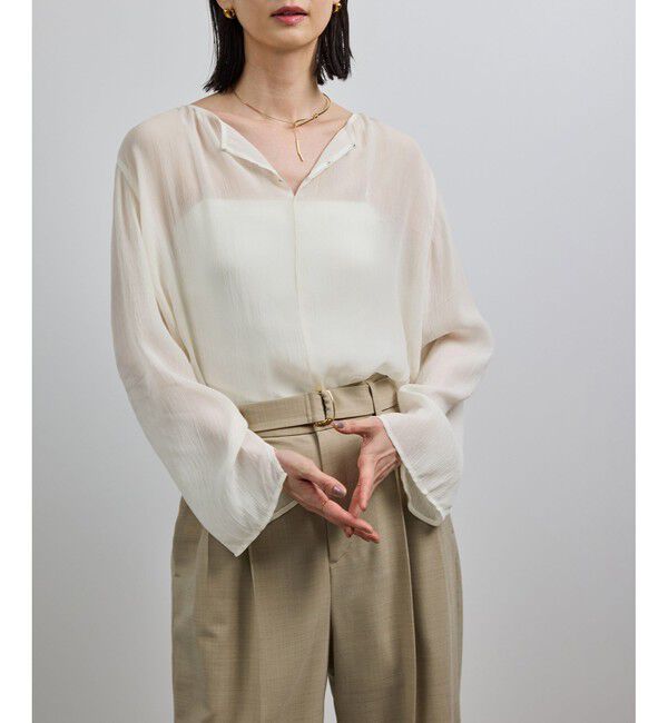 ROPE「【洗える・前後2WAY】楊柳プルオーバー シアーブラウス【WEB・一部店舗限定】」|シャツ・ブラウス|ホワイト(10)