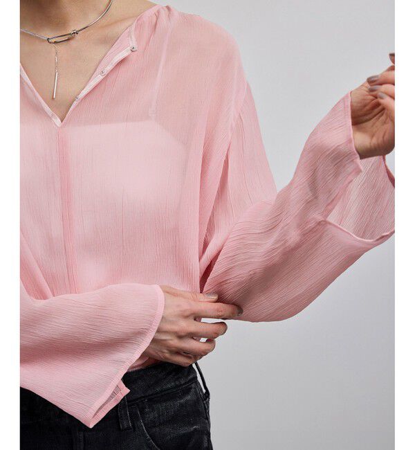 ROPE「【洗える・前後2WAY】楊柳プルオーバー シアーブラウス【WEB・一部店舗限定】」|シャツ・ブラウス|ピンク(63)