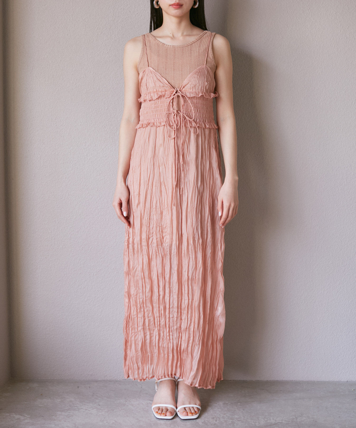 VIS「【SET】タンク付きシアーラメキャミワンピース【洗える】」|ワンピース|