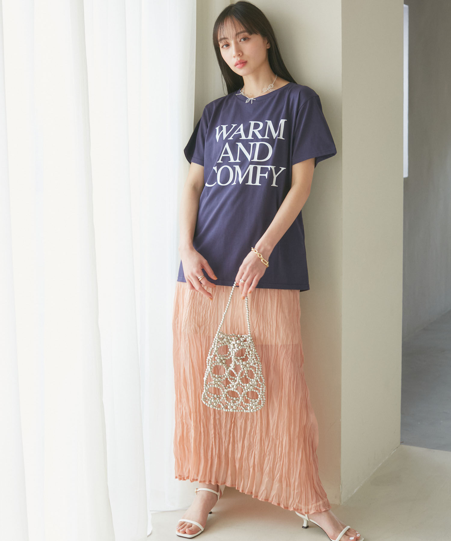 VIS「【SET】タンク付きシアーラメキャミワンピース【洗える】」|ワンピース|