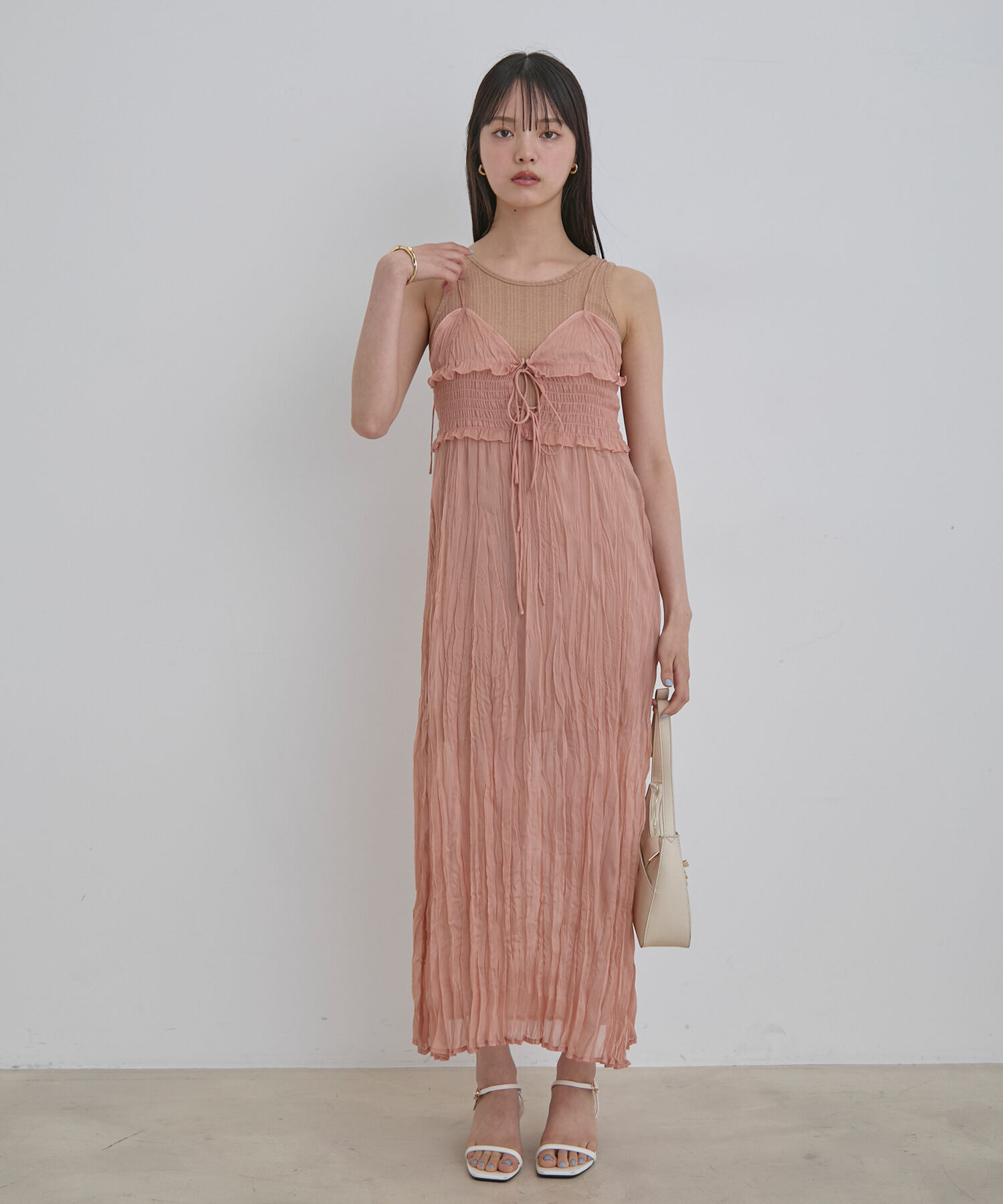 VIS「【SET】タンク付きシアーラメキャミワンピース【洗える】」|ワンピース|