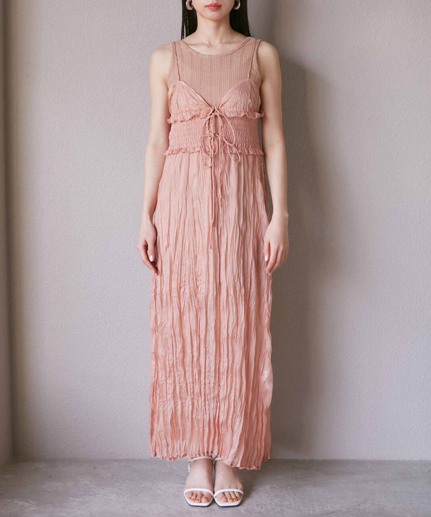 VIS「【SET】タンク付きシアーラメキャミワンピース【洗える】」|ワンピース|