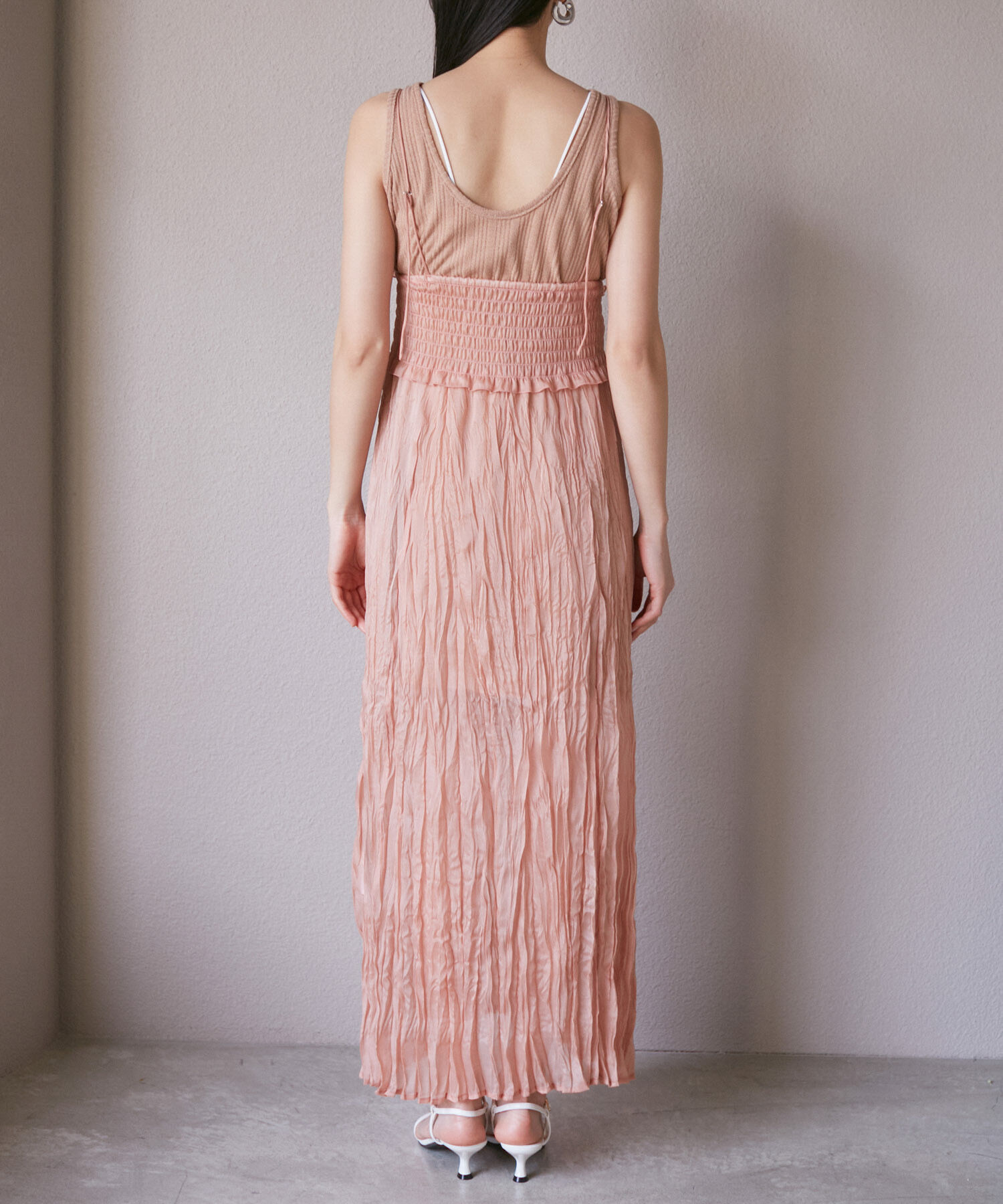 VIS「【SET】タンク付きシアーラメキャミワンピース【洗える】」|ワンピース|