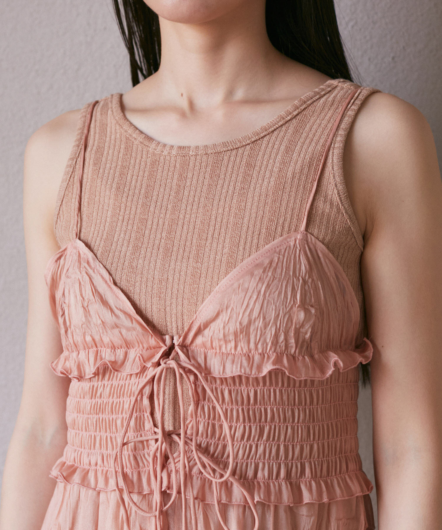 VIS「【SET】タンク付きシアーラメキャミワンピース【洗える】」|ワンピース|