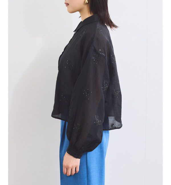VIS「【WEB限定】花柄刺繍シャイニーシアーシャツ」|シャツ・ブラウス|