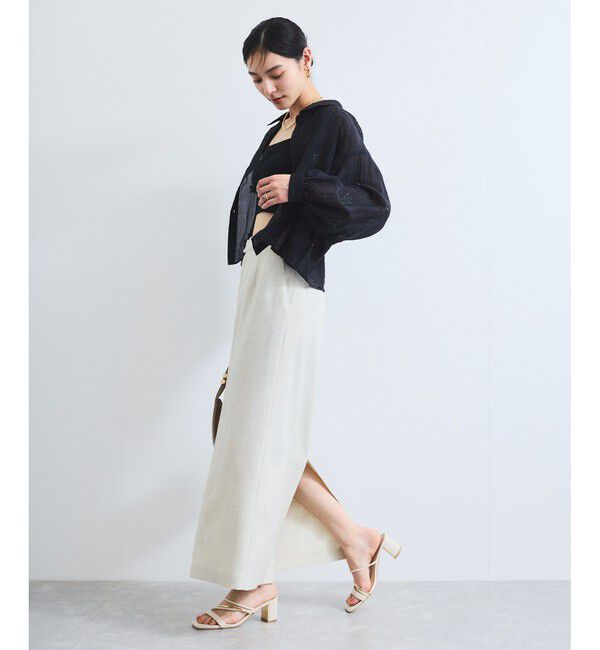 VIS「【WEB限定】花柄刺繍シャイニーシアーシャツ」|シャツ・ブラウス|