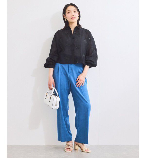 VIS「【WEB限定】花柄刺繍シャイニーシアーシャツ」|シャツ・ブラウス|