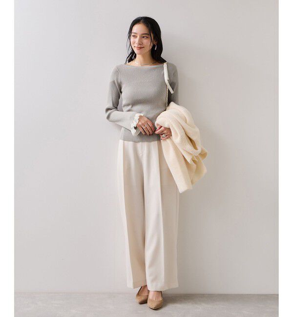 VIS「袖口レース編みニットプルオーバー」|ニット・セーター|