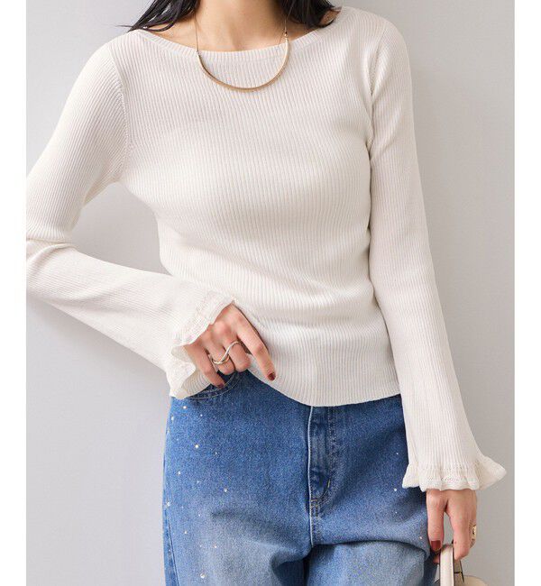 VIS「袖口レース編みニットプルオーバー」|ニット・セーター|