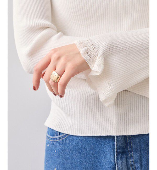 VIS「袖口レース編みニットプルオーバー」|ニット・セーター|