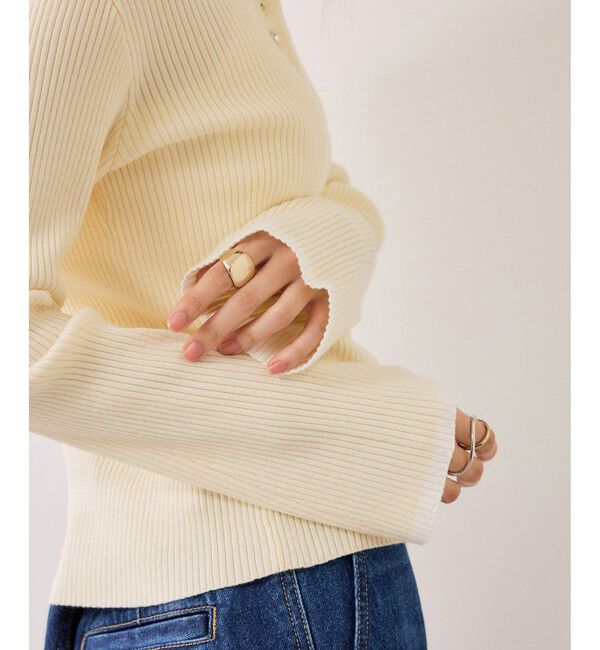 VIS「ダブルカラーポロニットトップス」|ニット・セーター|