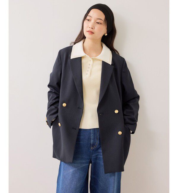 VIS「ダブルカラーポロニットトップス」|ニット・セーター|