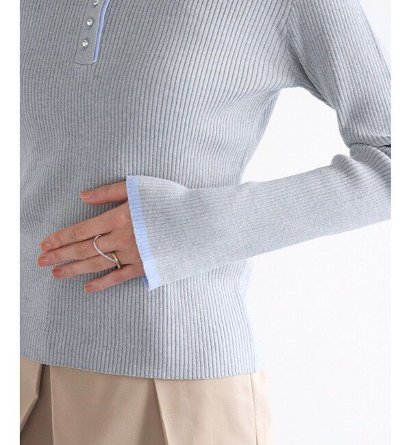 VIS「ダブルカラーポロニットトップス」|ニット・セーター|