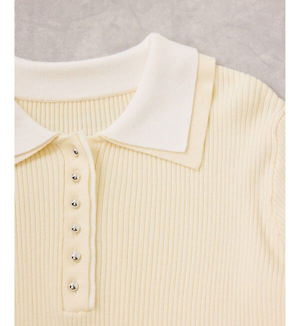 VIS「ダブルカラーポロニットトップス」|ニット・セーター|