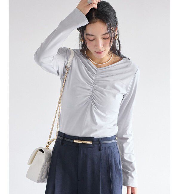 VIS「シャーリングギャザーカットソー」|Tシャツ・カットソー|