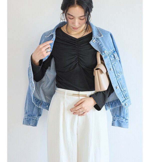 VIS「シャーリングギャザーカットソー」|Tシャツ・カットソー|