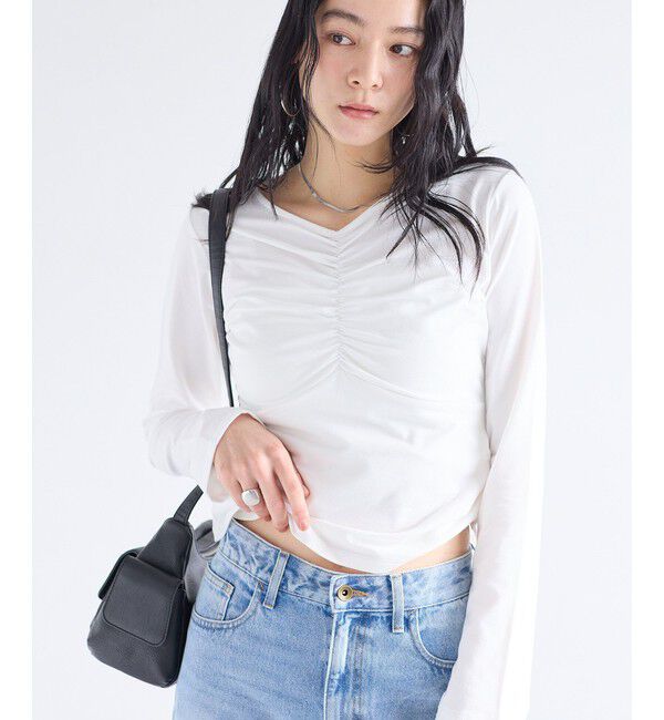 VIS「シャーリングギャザーカットソー」|Tシャツ・カットソー|