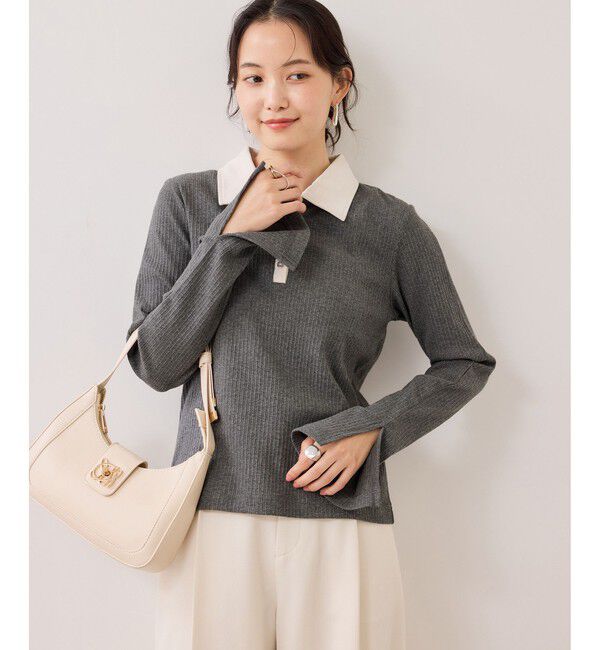 VIS「バイカラーポロ襟カットソー/イージーケア」|Tシャツ・カットソー|