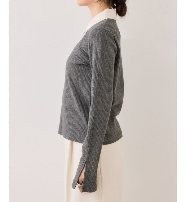 VIS「バイカラーポロ襟カットソー/イージーケア」|Tシャツ・カットソー|