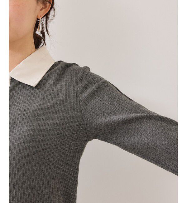 VIS「バイカラーポロ襟カットソー/イージーケア」|Tシャツ・カットソー|