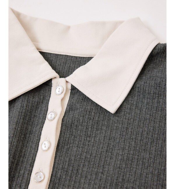 VIS「バイカラーポロ襟カットソー/イージーケア」|Tシャツ・カットソー|