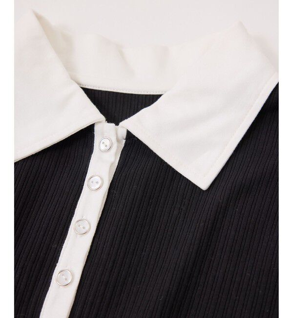 VIS「バイカラーポロ襟カットソー/イージーケア」|Tシャツ・カットソー|