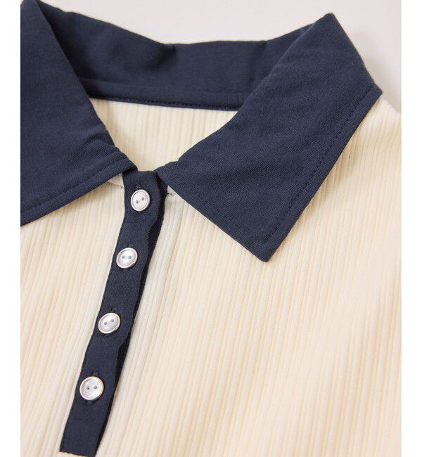 VIS「バイカラーポロ襟カットソー/イージーケア」|Tシャツ・カットソー|