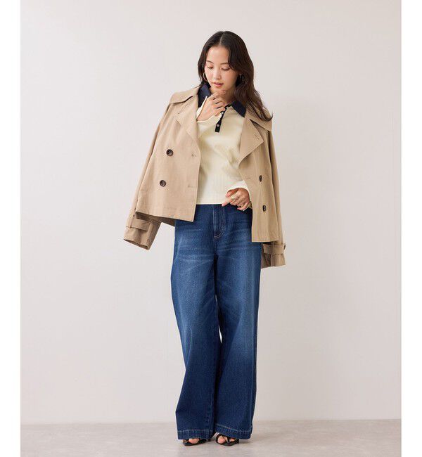 VIS「バイカラーポロ襟カットソー/イージーケア」|Tシャツ・カットソー|