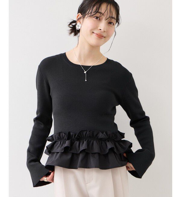 VIS「裾フリルティアードドッキングニット」|ニット・セーター|