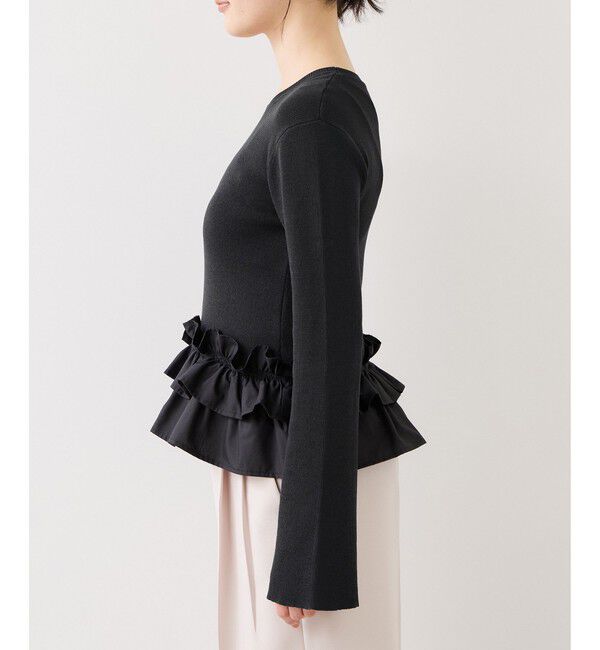 VIS「裾フリルティアードドッキングニット」|ニット・セーター|