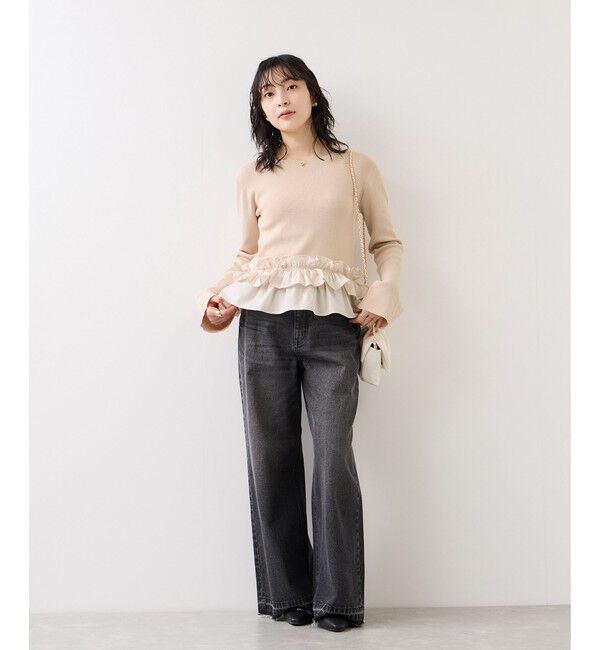 VIS「裾フリルティアードドッキングニット」|ニット・セーター|