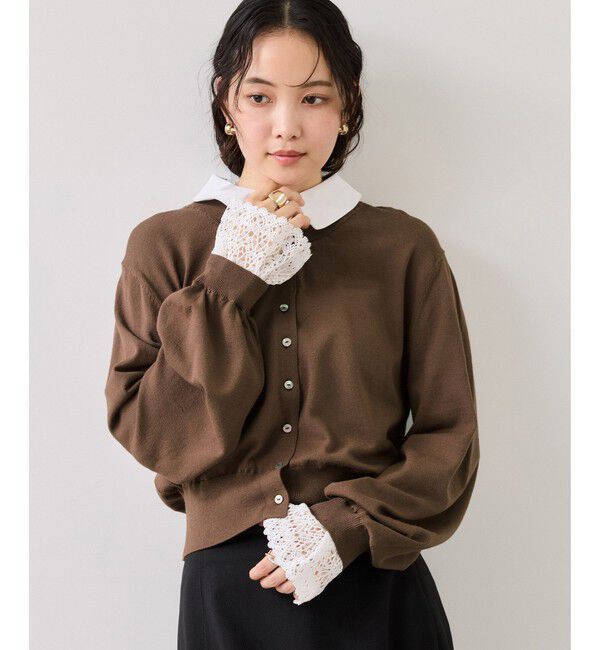 VIS「レースカフスドッキングニットカーディガン」|カーディガン|