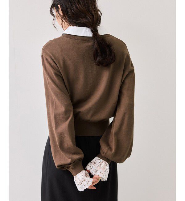 VIS「レースカフスドッキングニットカーディガン」|カーディガン|