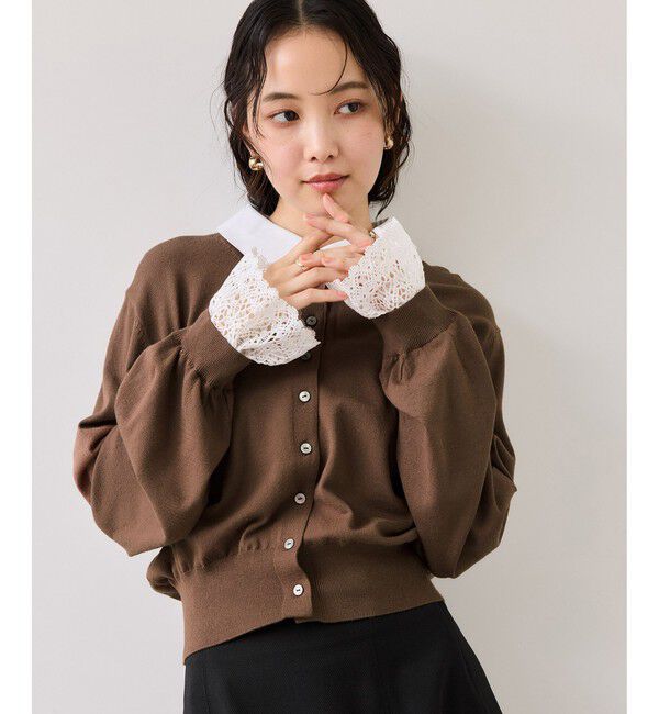 VIS「レースカフスドッキングニットカーディガン」|カーディガン|