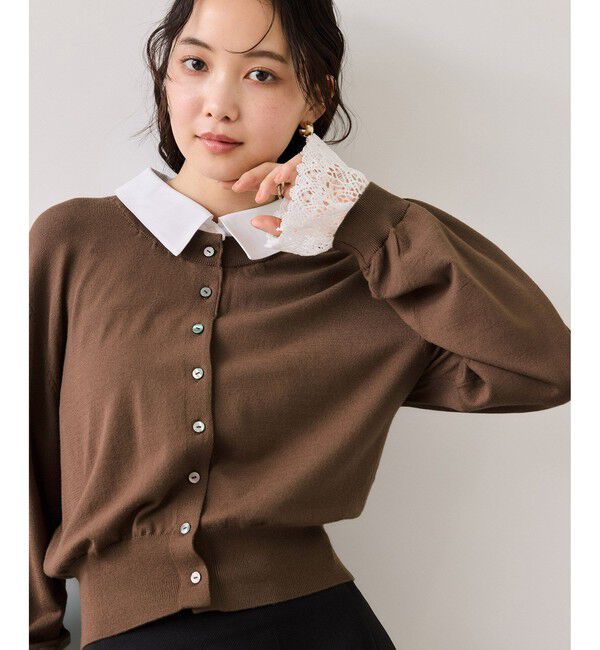 VIS「レースカフスドッキングニットカーディガン」|カーディガン|