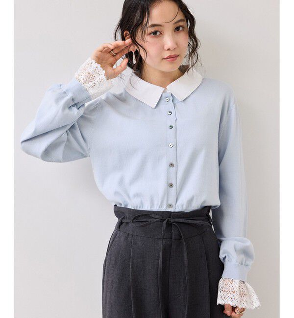 VIS「レースカフスドッキングニットカーディガン」|カーディガン|