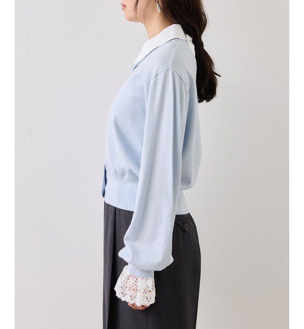 VIS「レースカフスドッキングニットカーディガン」|カーディガン|