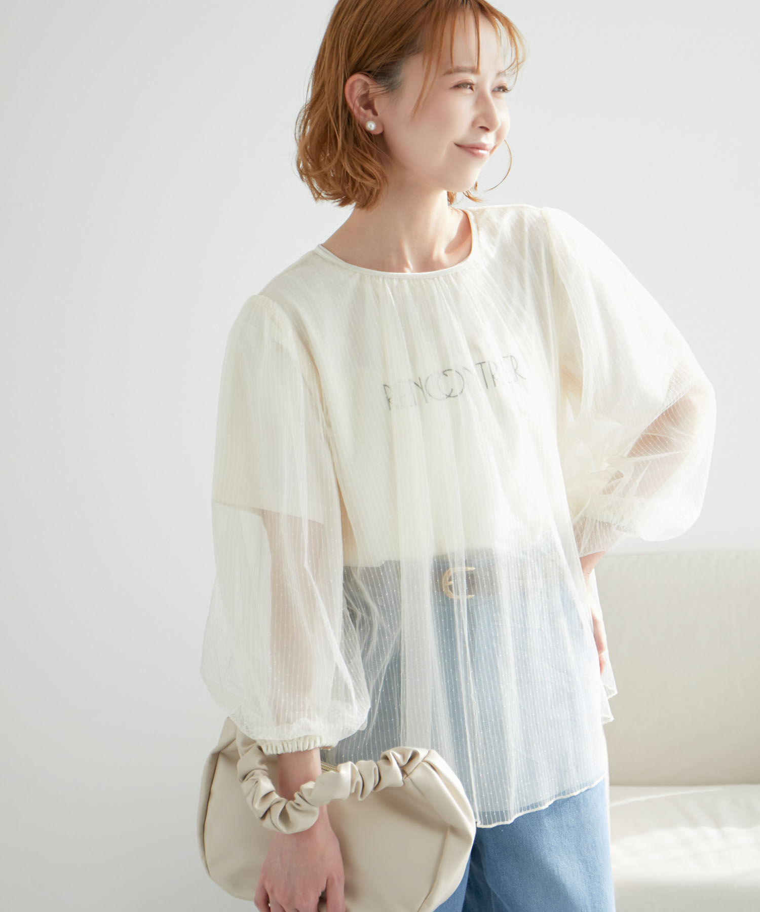 Rope&rsquo;Picnic「ドットシアーチュールトップス」|シャツ・ブラウス|