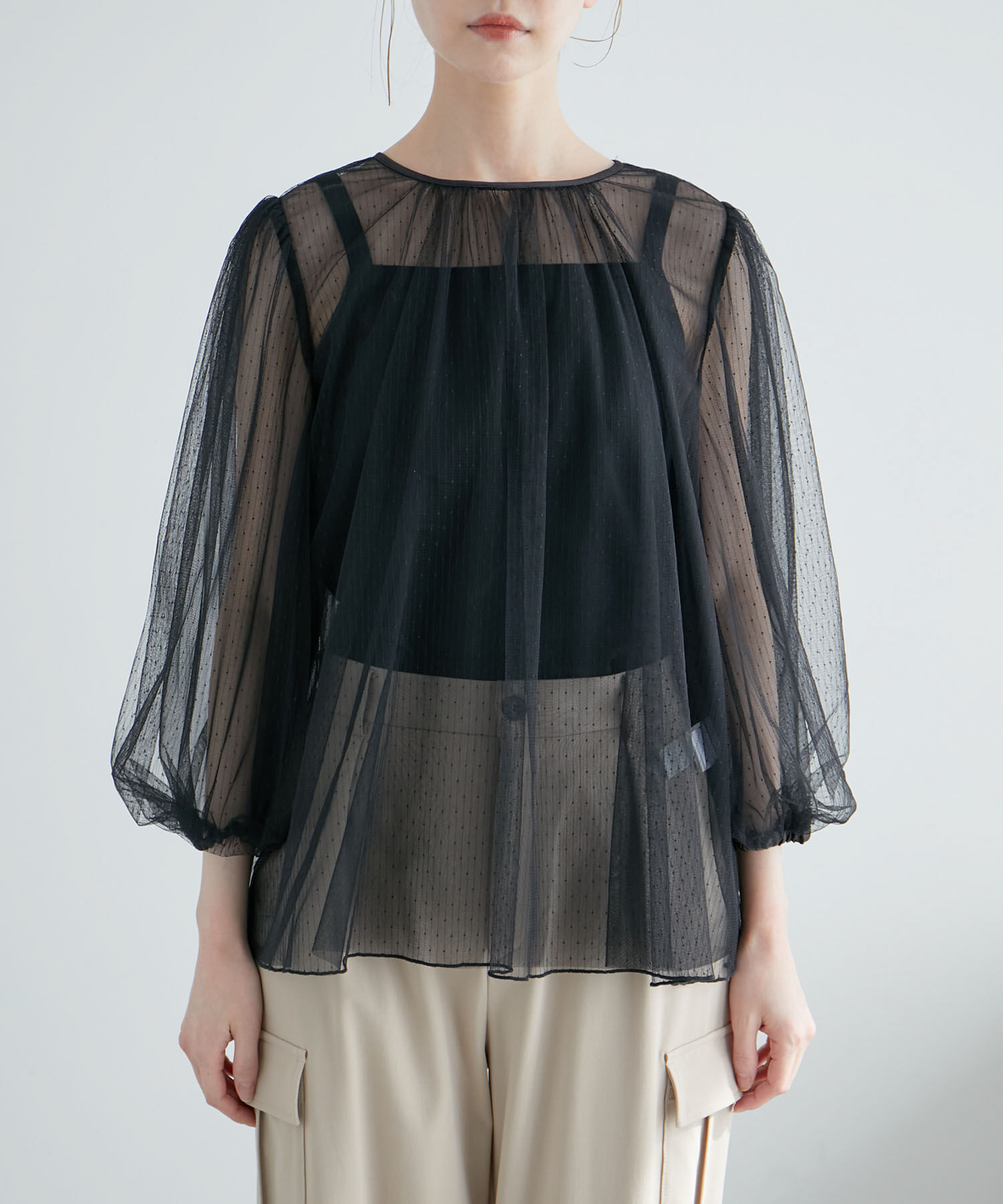 Rope&rsquo;Picnic「ドットシアーチュールトップス」|シャツ・ブラウス|